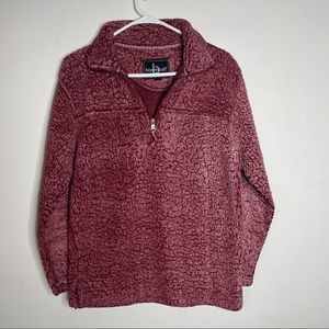 Boxercraft Fall Half-Zip Pullover Sweater, Burgundy Hoodie, Size Small